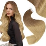 Easyouth Ombre Tape in Hair Extensions Human Hair Balayage Brown to Blonde Tape in Extensions Real Hair 14 Inch 40g 20Pcs Ombre Human Hair Extensions Tape ins