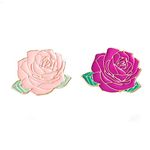 CAROMAY 2 PC Pink Rose Lapel Pin Set Enamel Brooches Flower Badge Women Teens Kawaii Friends Daughter Gift for Birthday Dress