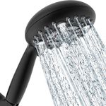 Marcoware ABS Multi Function 6 Mode Bathroom Hand Shower set with Mist,Massage & Rain functions with Steel flexible tube Pipe 1.5 Meters & Hook, Black Finish