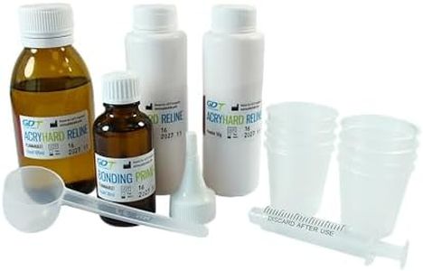 Hard Denture Reline Kit – Long-Lasting Denture Base Repair & Fit Adjustment, Acrylic-Based, Self-Curing, Translucent Pink – Includes Powder, Liquid, Primer & Tools