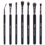 Nanshy Eyeshadow Brush Set 7 Professional Eye Make-up Brushes inc Blending, Thin Liner, Angled Eye Brow, Flat Concelear - Cruelty- Free & Vegan - Black