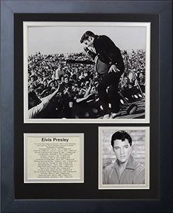 Legends Never Die Elvis Presley Performing Live Collectible | Framed Photo Collage Wall Art Decor - 12"x15", Model: 16446U, BLACK AND WHITE