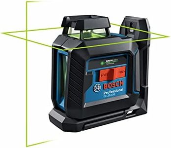 BOSCH GLL50-40G Green-Beam Self-Leveling 360 Degree Cross-Line Laser, Includes 4 AA Batteries, L-Bracket, Ceiling Clip, & Hard Carrying Case