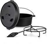 Big BBQ Dutch-Oven Guernsey 12.0 made of cast iron | ready-baked 14er cast iron cooking pot | 11.5 litre fire pot with lid lifter, lid stand or pot stand | roaster without feet