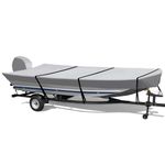 RVMasking Heavy Duty Waterproof 600D Jon Boat Cover with Motor Cover Marine Grade UV Resistant, Fits 14ft Long and Beam Width up to 70 inches, Gray