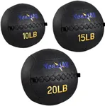 Yes4All Wall Ball, Soft Leather Weighted Medicine Ball, Set 10LB + 15LB + 20LB - Black