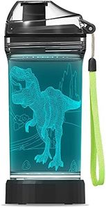 YuanDian Light Up Kids Water Bottle with 3D Dinosaur Tyrannosaurus Rex Design- 14 OZ Tritan BPA Free Eco-Friendly - Cool Drinking Cups Gift School Kids Boy Girl Child Christmas Holiday