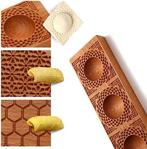 Yaoxianwu Wooden Ravioli Mould Maker - Handmade Ravioli Mold Fresh Pasta Stamp Board Filled Cookie Spaghetti Macaroni 3 in 1 Combination DIY Kitchen Baking Tools