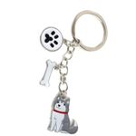 ZoonPark® Dog Key-ring Keychain,Lovely Cute Small Dog Puppy Keychain Keyring Metal Keychain Keyring Keyfob Key Ring Car Keyring Bag Charm (Gray Husky)