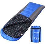 RISEPRO 1.6kg Flannel Sleeping Bag All 4 Seasons Lightweight, Portable, Waterproof Warm Cold Weather with Compression Sack for Adults & Kids - Indoor & Outdoor: Camping, Backpacking, Hiking (Blue)