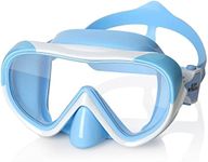 Kids Swim Goggles with Nose Cover 180° Panoramic Child Diving Mask Anti-Fog Swim Mask Swimming Goggles for Kids 4-15 (Blue)