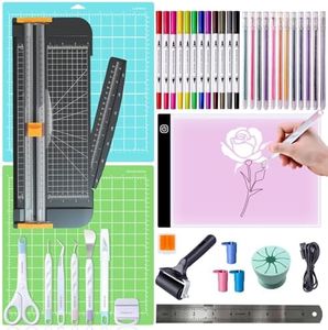 The All-in-One Tool Set for Cricut Machine-41Pcs Tools Kit with Weeding Tools, Cutting Mats, Paper Cutter, LED Light Pad, Vinyl Scrap Collector, Brayer Roller,Crafting Starter Kit for Cricut Projects