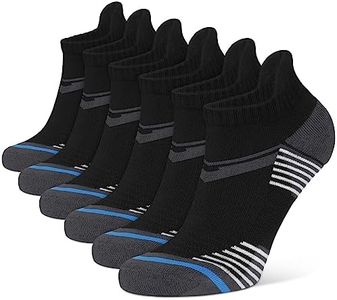 Closemate Mens Sports Trainer Socks White Black 6 Pairs Ankle Running Cotton Cushioned Socks for Men Non Slip Tab Breathable Anti-Blister Wicking Low Cut Short Athletic Socks（6 Black, Size L)