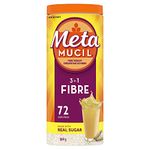 Metamucil, Daily Psyllium Husk Powder Supplement, Real Sugar, 3-in-1 Fibre for Digestive Health, Unflavoured Smooth Flavored Drink, 72 Servings