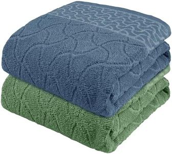 Story@Home Towels for Bath Large Size, Set of 2, 400 GSM Quick Dry Bath Towel, 70 x 140cm Jacquard Design Blue -Sage Green, Terry Cotton Bath Towels for Men, Women & Kids, Gym Towel, for Everyday Use