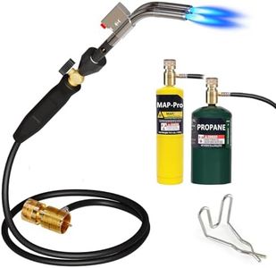 TAUSOM Double Head Mapp Gas Torch Head, Propane Torch with 4FT Long Hose, Propane Soldering Torch with Adjustable Single/Dual Flame for Brazing, Plumbing, Jewelry Making and DIY