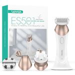 VOYOR Lady Shavers for Women Bikini Trimmer 4 in 1 Cordless Electric Razor Rechargeable Wet & Dry Lady Shaver with 2 Speeds for Full Body, Pubic Hair Trimmer,Cleansing,Massage ES501 (Champagne Gold)