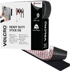Velcro Marque Rouleau Adhésif Auto-Agrippant Industriel Très Résistant Double Face Qui Se Coupe À La Longueur Désirée Avec Crochets Et Boucles, Le Bureau Et Dans Le Garage, Noir, 10m x 50mm