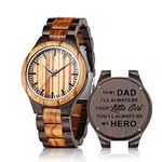 Engraved Wooden Watches for Dad from Daughter - Personalized Wood Watches for Fathers Day Birthday Gift