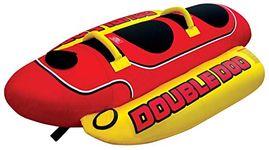 AIRHEAD Double Dog Towable 1-2 Rider Tube for Boating and Water Sports, Double-Stitched Full Nylon Cover, EVA Padding & Padded Handles for Comfort