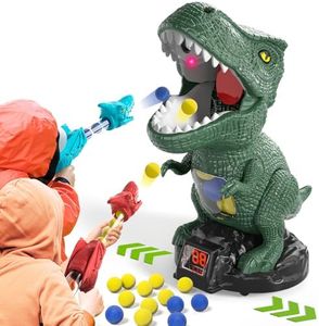 BLmukce Dinosaur Toys Shooting Game for Kids 3 4 5 6 7 8, T-Rex Dinosaur Toys with 2 Air Pump Launchers and 48 Foam Bullets, Interactive Competition Game Gift for Boys Ages 3-5 5-8 Years Old