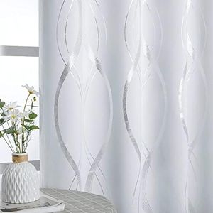 PONY DANCE Cortinas Blancas Dormitorio Cortinas Termicas Aislantes Frio y Calor Cortinas Salon Estampadas Cortinas Opacas 2 Piezas Cortinas Habitacion con Ojales, 140 x 220 cm, Blanco