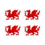 Set of 4 Welsh Dragon Temporary Tattoo Waterproof Lasts 1 week Wales Flag rugby