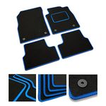 DB Bespoke - Tailored Car Mats - Compatible with BMW 1 Series Coupe E82 2007-2013 - Black Carpet - Non-Slip Carpet Mat - 4 pc Complete Car Floor Mats with 8 clips - Black with Blue Trim