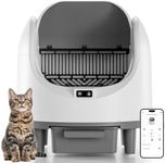 Open-Top Self-Cleaning Cat Litter Box,Large Capacity Automatic Cat Litter Box Self Cleaning for Multiple Cats,APP Control,Dual Safety Sensors,Includes 1 Roll Trash Bag and Cleaning Kit,White