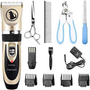Ceenwes Cat Clipper Low Noise Pet Clippers Rechargeable Trimmer Cordless Pet Grooming Tool Professional Horses Hair Trimmer with Comb Guides Scissors Nail Kits for Cats Dogs Horses & Other Hairy Animals