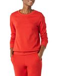 Amazon Essentials Women's French Terry Fleece Crewneck Sweatshirt (Available in Plus Size), Red, L