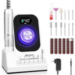 Professional Nail Drill, Urbuti 40000RPM Rechargeable Electric Nail Drill Machine with Base & 12 Drill Bit for Remove Gel Nail Polish Acrylic Nails Manicure for Salon Home(White)