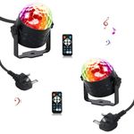 Y.W.Licht 2 Pack LED Disco Light for Kids Parties Sound Activated DJ Lights with 7 Colors 360° Rotation with Plug Portable Home Disco Lights Remote Control 3W Stage Lights for Car DJ Party Bar