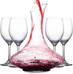 WQR 5 Pcs Set 1 Decenter with 4 Pcs Wine Glass Decanter and Glasses Set- Perfect for Whiskey, Decanter-1.8ltr*, Wine Glass-360ml* Scotch, Wine, Vodka, Tequila, Rum etc. (Wine Decenter)