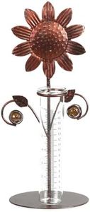 Topadorn Metal and Glass Easy Read 7 inch Garden Rain Gauge,Sunflower