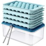 ARTLEO Round Ice Cube Trays 4 Pack for Freezer with Lid Bin, Upgrade Easy Release Small Ice Ball Maker Mold, Freezer Ice Container with Lid, 1.2IN*132 Mini Sphere ice Tray, Ice Bucket Tong, Bpa Free