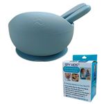 SPY KIDS® Silicone Baby Feeding Bowl Spoon & Fork Set - Non-Slip Suction, Microwave & Dishwasher Safe for Babies and Toddlers - Unbreakable, Easy Clean (Ivory Blue)