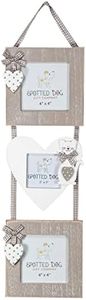 SPOTTED DOG GIFT COMPANY - Cornice foto multipla con motivo gatto da tavolo e da parete - a forma di cuore e di quadrato - idee regalo - in legno - per 3 foto - bianco/grigio/naturale