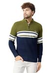 Kvetoo Men High Neck Zip Full Sleeve Woolen Winter Sweater Olive Navy Size 4XL