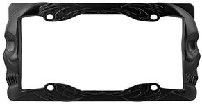 Custom Accessories 92877 Matte Black Flaming Skull License Plate Frame