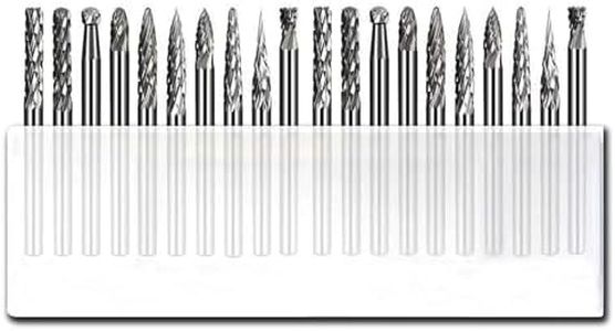 Luo ke 20 Pcs Aluminum Cutting Burr - 1/8" Shank Double Slot Tungsten Carbide Burs Engraving Bits Carbide File for Dremel Rotary Tools