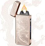 TIKIUKI Dragon Electric Arc Lighter USB C Rechargeable Plasma Lighter for Camping, Fire Starters, Candles & Outdoor Gear | Windproof Igniter with Battery Indicator (Dragon Gold)