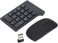 Wireless Number Pad and Mouse Combo, Portable Ultra Slim 2.4GHz USB Wireless 18 Keys Numeric Keypad and Mouse Set for Laptop, Notebook, Desktop, PC Computer, Plug and Play, Black