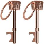 kwmobile Bottle Opener Key Keychain (Set of 2) - Keychains Shaped Like Keys to Open Beer Bottles, Soda Tops, Soft Drinks - Rose Gold