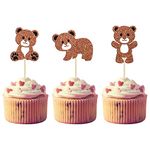 Gyufise 24Pcs Bear Baby Shower Birthday Party Decorations We Can Bearly Wait Cupcake Toppers Table Decoration Photo Booth Props Baby Shower Party Supplies Decorations