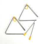 Foraineam 2 Pack 5 Inch Hand Percussion Instrument Triangles with Striker Musical Steel Triangle Music Percussion Triangle Instrument