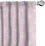 Ambesonne Easter Bunny Window Curtains, Baby Rabbit with Ribbons Floral Spring Themed Soft Pink Tones Animals, Lightweight Decorative Panels Set of 2 with Rod Pocket, 56" x 84", Rose and Champagne