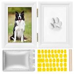 AUTOWT Pet Paw Print Keepsake Kit, Dog Memorial Picture Frame with Imprint Clay, Personalized Ornament Gifts for Dogs Cats Pet Lover (White)