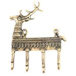 Indian-Shelf 4 Piece Brass Kids Reindeer Wall Hooks Animals Vintage Coat Hooks Gold Decorative Hooks Purse Hanger Key Holder Kids Coat Rack Wall Mount Bag Backpack Hooks Boys Girls Room Décor