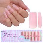 BTArtbox Soft Gel Nail Tips Square - XCOATTIPS Press On Nails Colored Pre-applied Tip Primer, One-Step Full Cover Fake Nails Gel Nails for Nail Extensions Art